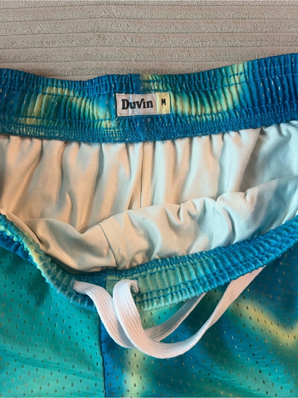 Duvin Teal & Yellow Tie-Dye Athletic Shorts - Picture 3 of 3
